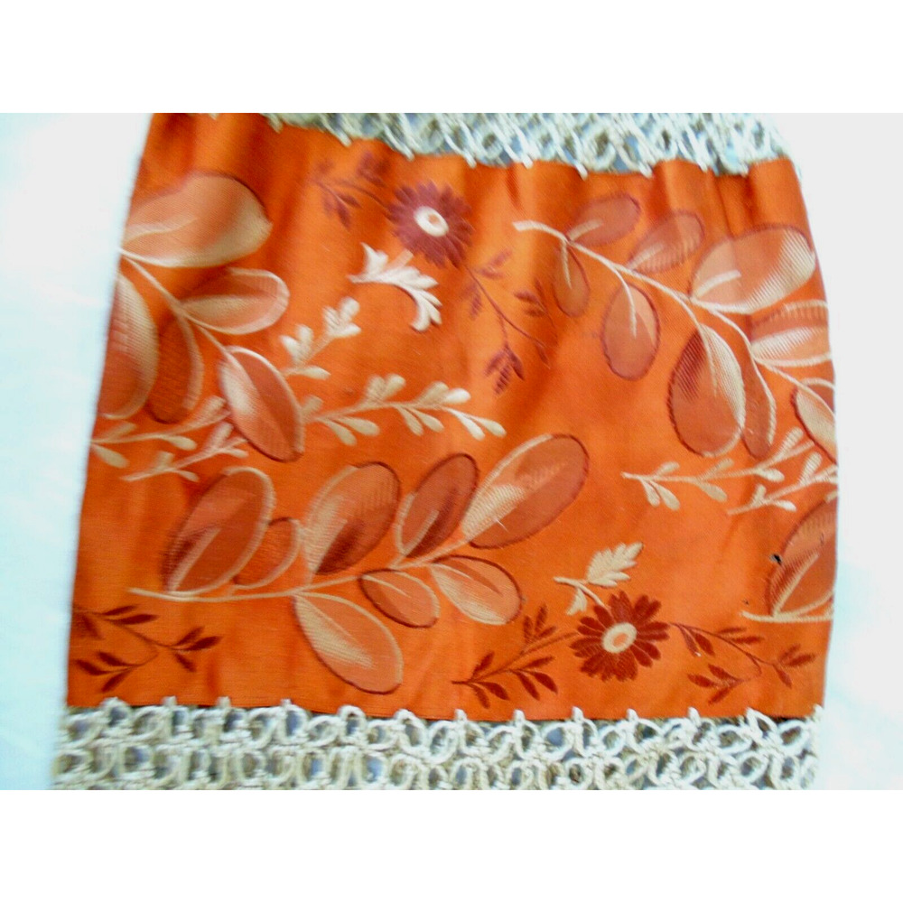 Vtg Art Deco Orange Taffeta Crochet Evening Bag Drawstring Fringed Novelty Purse - Picture 7 of 7